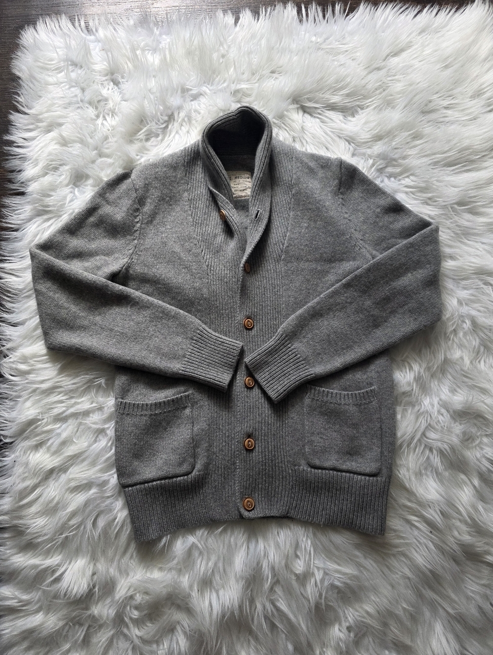 All Saints Spitalfields Gray Shawl Collar Button-Front Cardigan